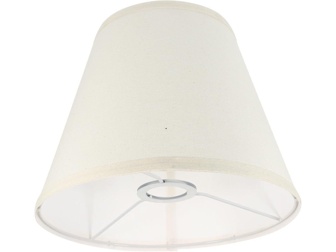 Lámpara de mesa semicircular en lino beige, casquillo E27, iluminación suave y acogedora.