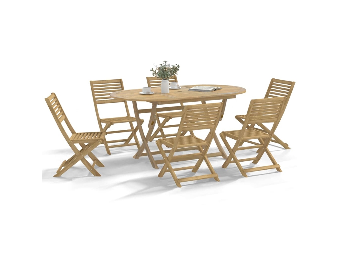 Sillas de jardín plegables (6 unidades, 48,5 x 61,5 x 87 cm), acacia maciza, DKD Home Decor