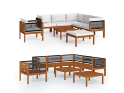 Maison Exclusive - Conjunto De Jardín De 8 Piezas Con Cojines, Madera Color Crema, Acacia Y Cuerda