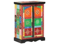Aparador Pintado A Mano Puertas Madera Maciza Mango 53x30x75 Cm