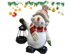 Muñeco de nieve de resina con energía solar, luz navideña para jardín, figura luminosa, decoración de muñeco de nieve de Slowmoose