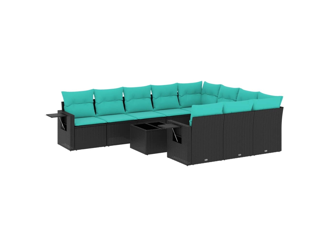 Maison Exclusive - Conjunto De Sofá De Jardín De 11 Piezas Con Cojines, De Poliratán Negro