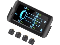 Monitor De Presión De Neumáticos Con Cable Y Alimentación Solar Para Camiones, Autocaravanas Y Autobuses: Monitorización Y Alarma En Tiempo Real Para Las Cuatro Ruedas.