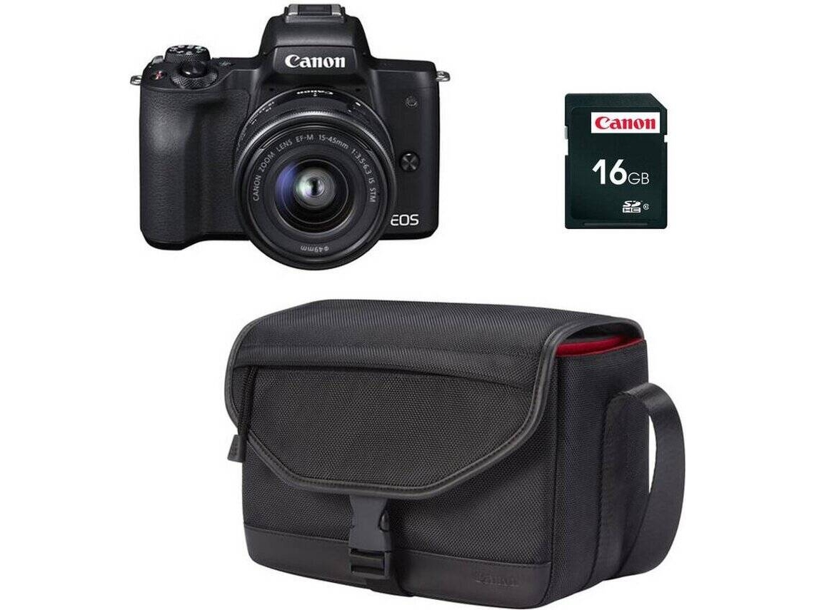 CAM FOT CANON M50+15-45+SB130+16GB PRETO