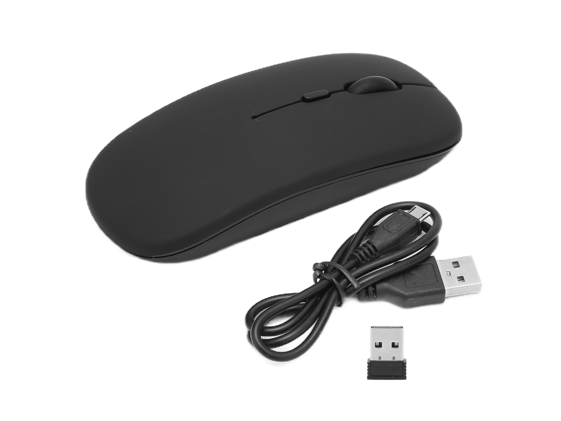 Mouse Sem Fio 2.4g Cordless Com Receptor Cabo De Carregamento Para Office Laptop Computador Tablet Preto Modo Duplo