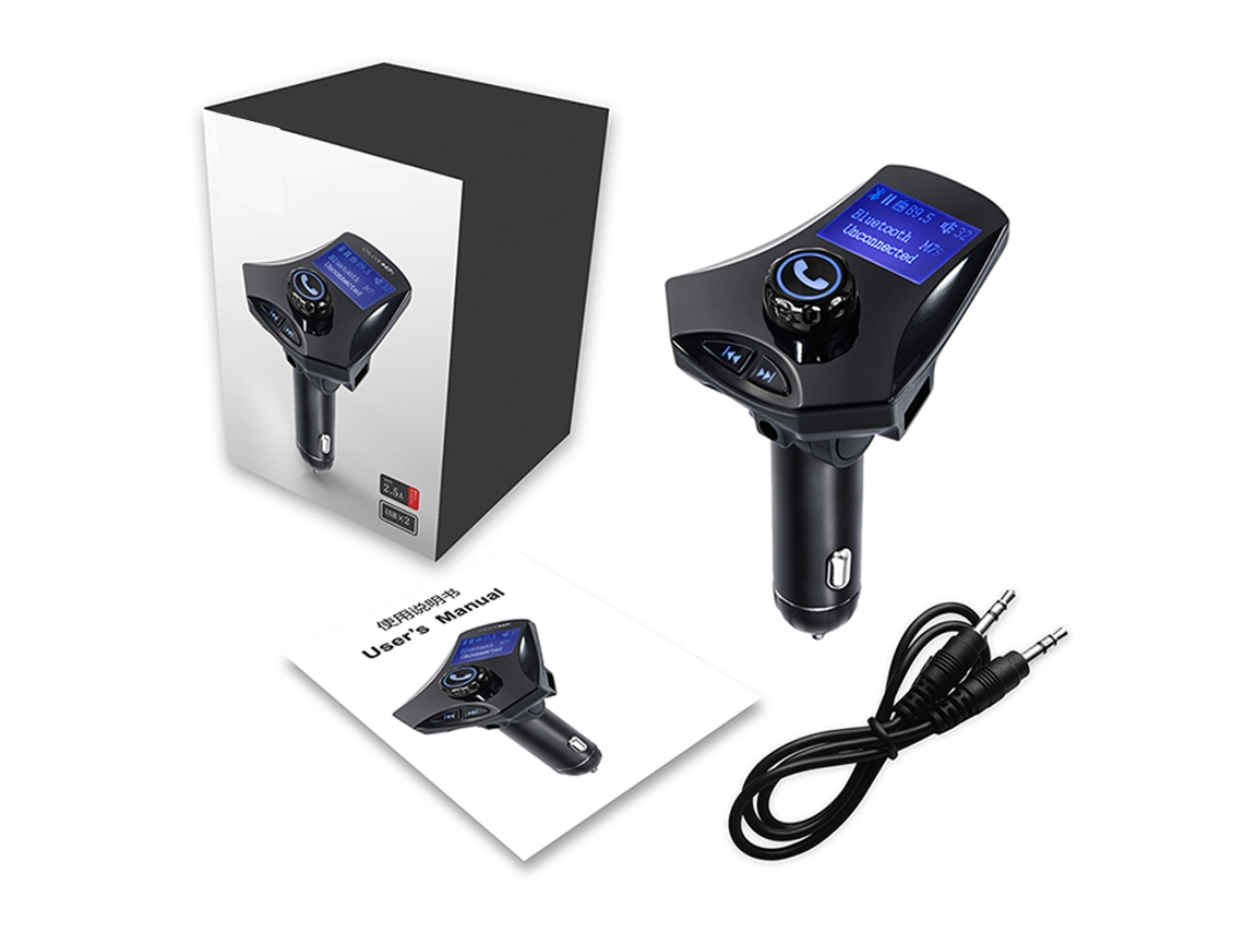 Reproductor MP3 para coche EOOCOO con transmisor FM, Bluetooth y carga de 5 V.