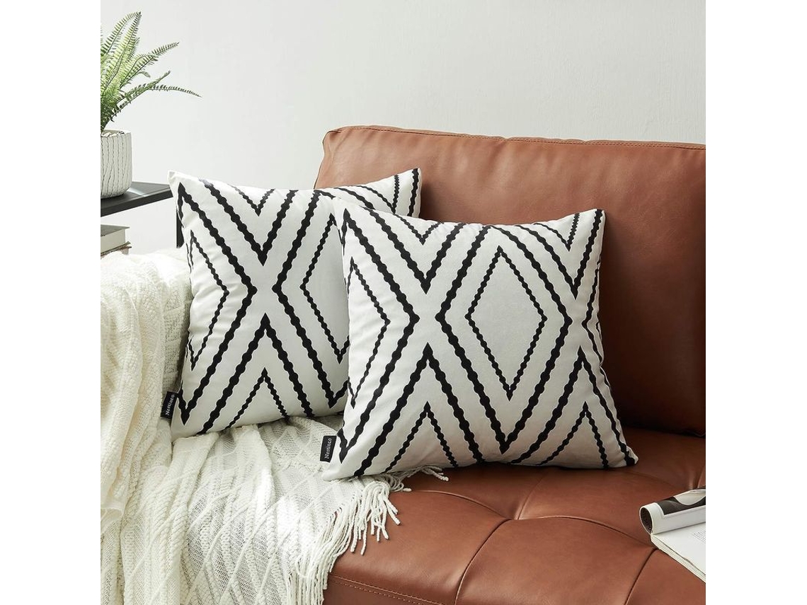 2026-41235-fundas De Almohada Cuadradas Boho Azteca 18x18 Pulgadas Tela Poliéster Decorativas Para Sofá Cama 2 Unidades