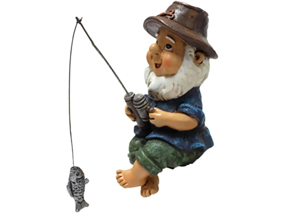 Figura De Resina De Un Pescador Enano Para Decoración De Jardín Exterior.