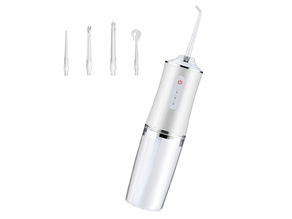 Flosser de Água Sem Fio Irrigador Oral Portátil Elétrico com Reservatório de Água Limpador de Dentes Recarregável Branco GERTIZ