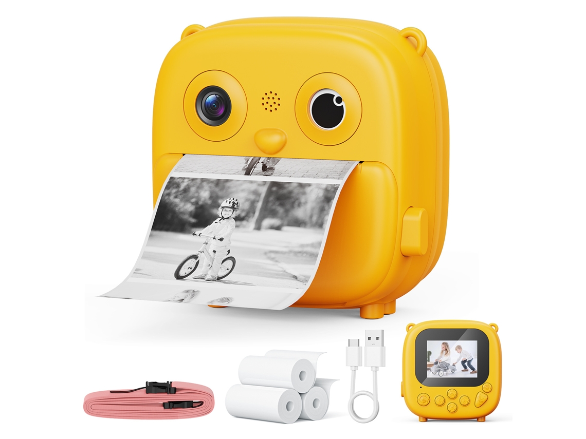 Cámara Polaroid naranja para niños [Impresión instantánea + 48 MP + Juegos educativos]
