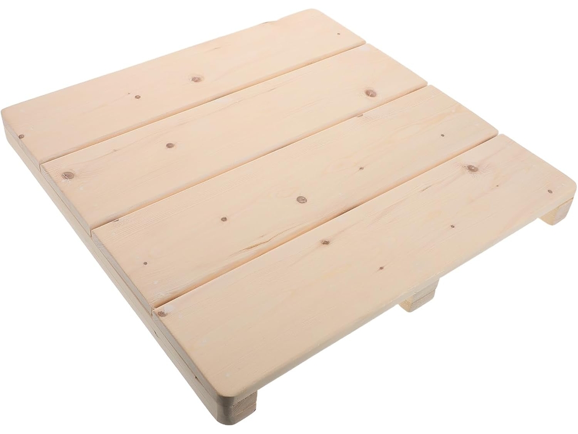 Esterilla De Sauna De Madera Maciza Beige, Elevada, De Uso Flexible.