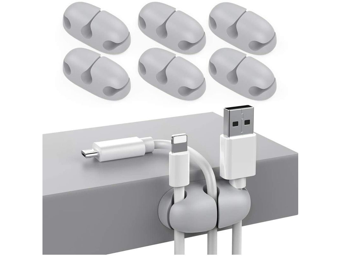 6 Clips Organizadores De Cables Para Escritorio, Con Agarre De Silicona Resistente, Para Cables Usb Y Cargadores, Paquete De 6