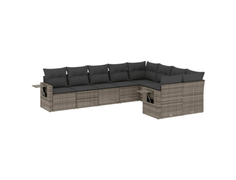 Conjunto 9 de muebles de jardín VIDAXL y cojines ratán sintético gris