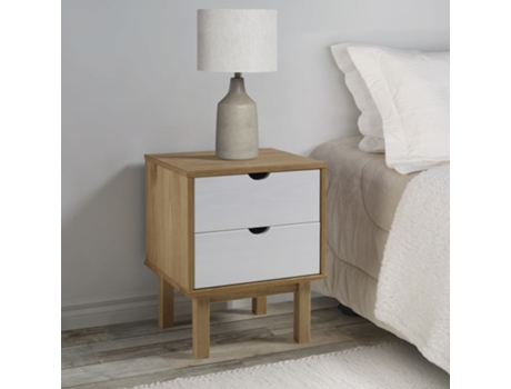 Mesita de noche OTTA madera de pino marrón y blanco VIDAXL (45 x 39 x 57 cm)