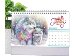 Calendario De Escritorio 2026 Con Arte De Gemas | Mensual De Con Pinturas De Decoración Artesanal Para Oficina