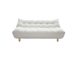 Sofá Cama Nórdico 3 Plazas de Borreguillo Blanco Y Madera Clara Yumi MILIBOO