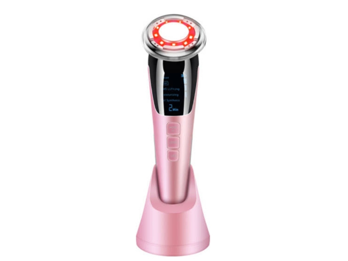Instrumento de belleza ultrasónico, terapia de luz LED, antienvejecimiento, antiarrugas, color rosa Yemaesre