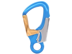 Gancho de segurança autotravante Bj-Self-Locking Camnal D com trava de alumínio para escalada em rocha e árvore, azul.