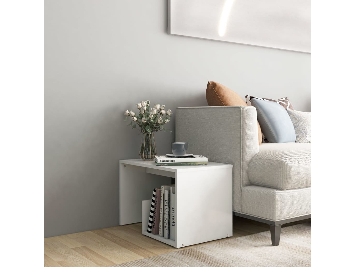 Mesa Auxiliar 59x36x38 Cm Derivados De Madera Blanco