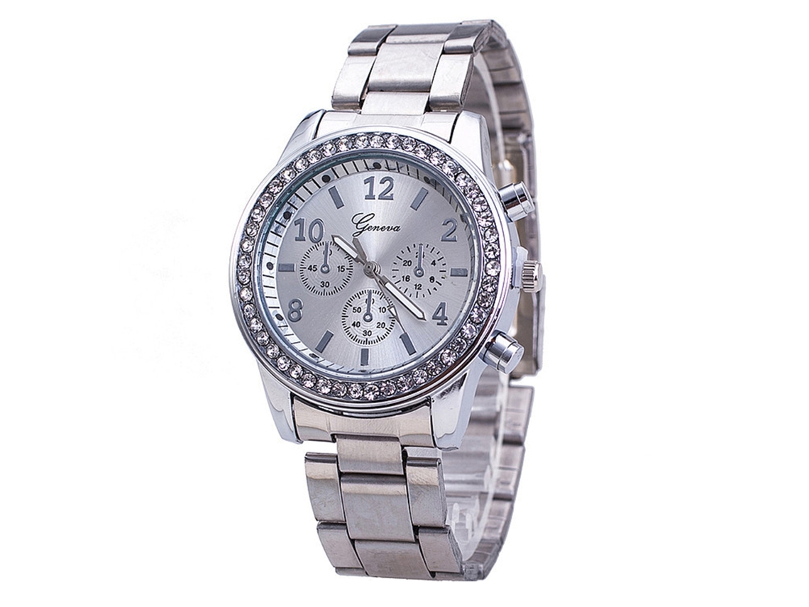 Reloj Hombre Con Strass Correa De Acero Moda Empresarial Cuarzo Zlf-0188 Plata