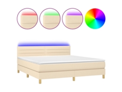 Maison Exclusive - Cama Box Spring Con Colchón Y Led Tela Crema 180x200 Cm