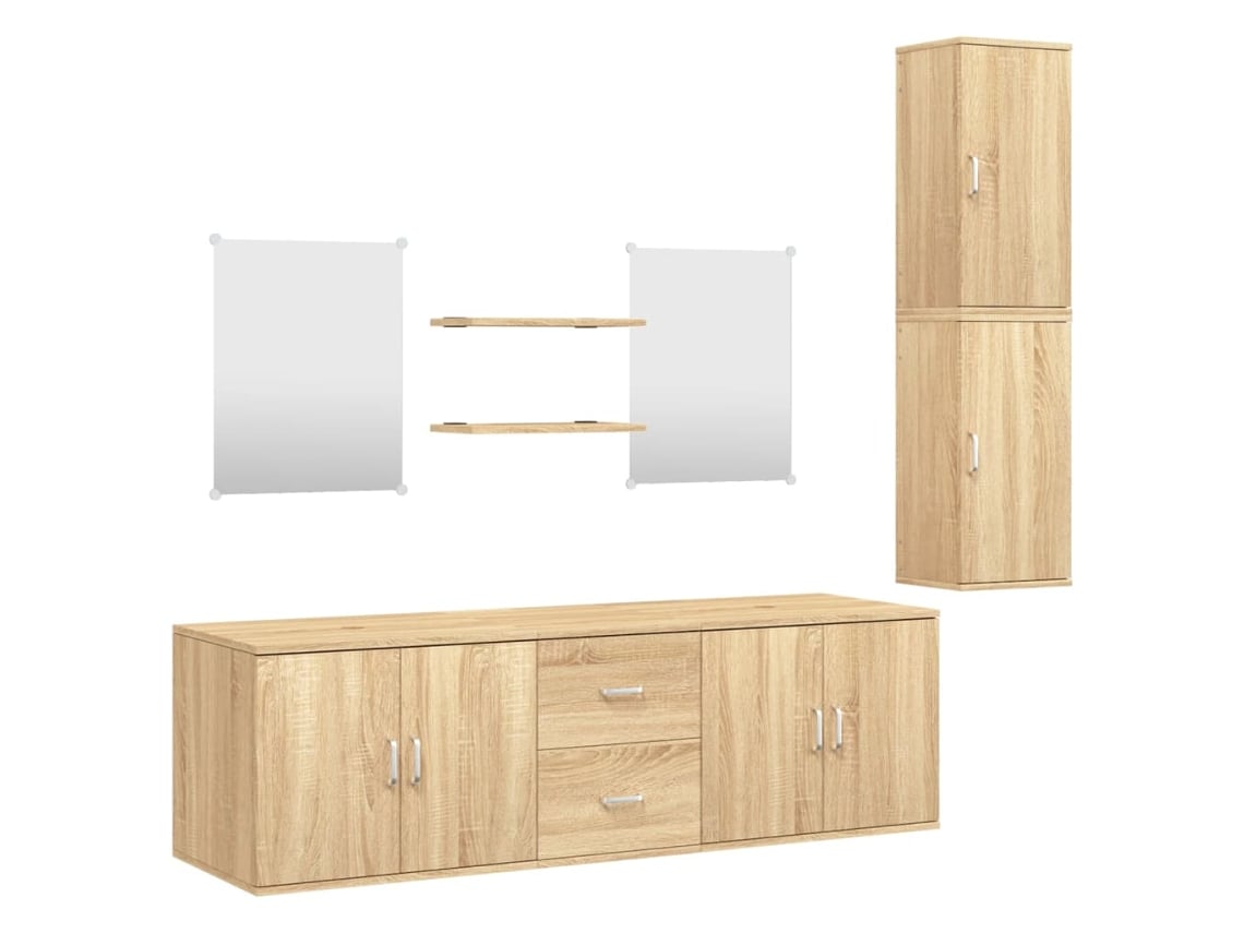 Maison Exclusive - Juego De Muebles De Baño De 7 Piezas En Madera De Roble De Ingeniería