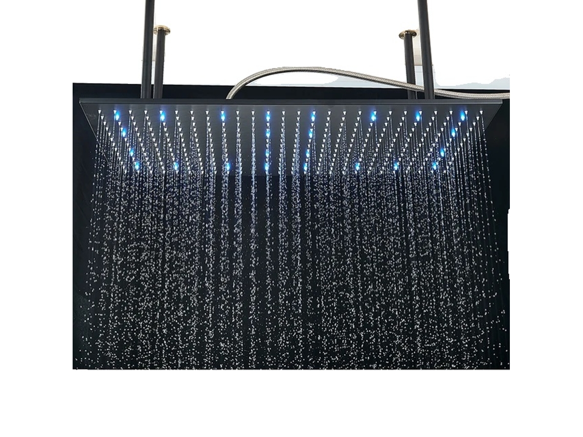 Boquilla de ducha LED, acabado niquelado, diseño rectangular, color negro OEM