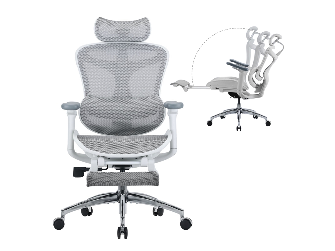Silla de oficina ergonómica Sihoo Doro C300 JT - Reposabrazos 3D, soporte lumbar autoajustable, mecanismo de inclinación - Blanco