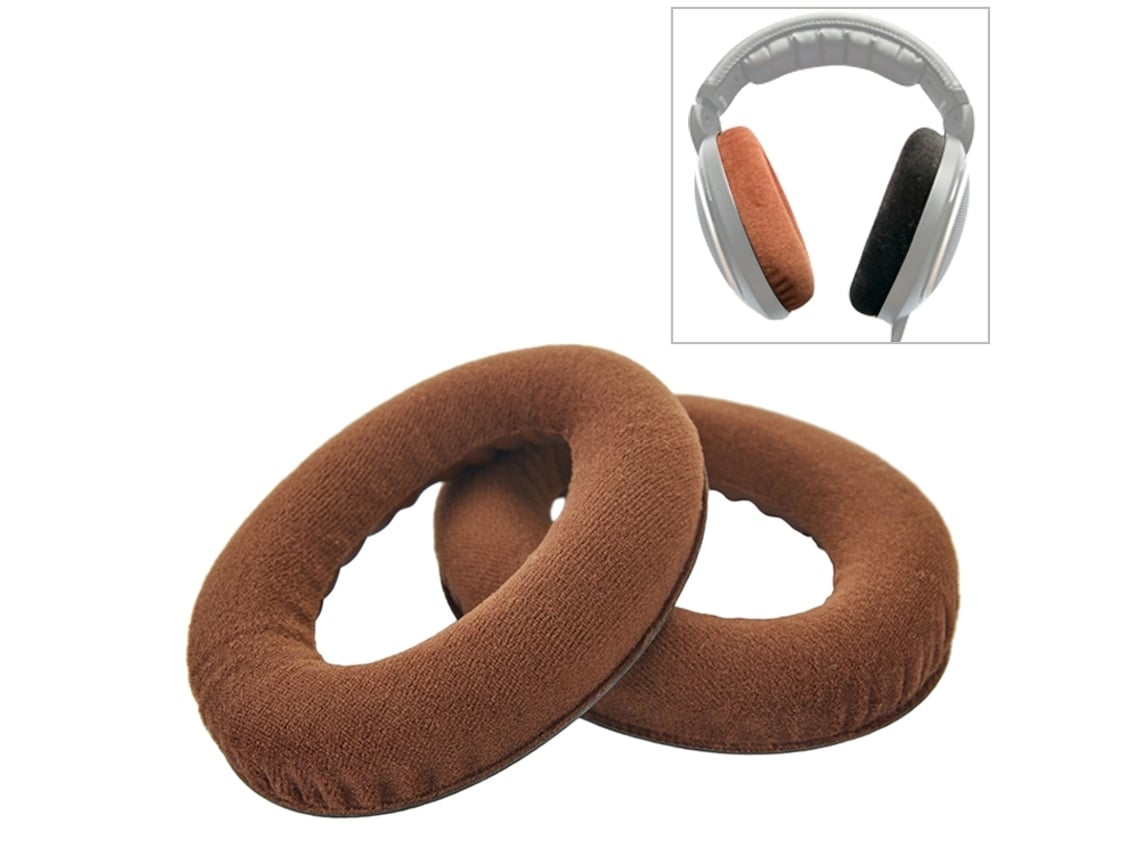 Almohadillas para auriculares Sennheiser HD518, espuma suave, franela marrón.
