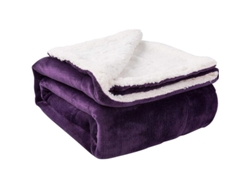 2026-manta Sherpa Twin Gruesa Cálida Invierno Suave Peluche Reversible Microfibra 152x203cm Morado
