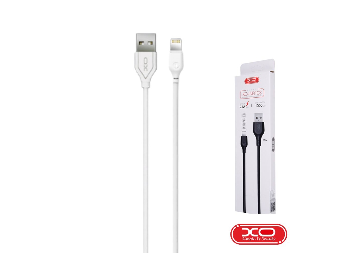 Cable USB A 2.0 Macho / Lightning 8p 2.1a 1m Blanco Xo