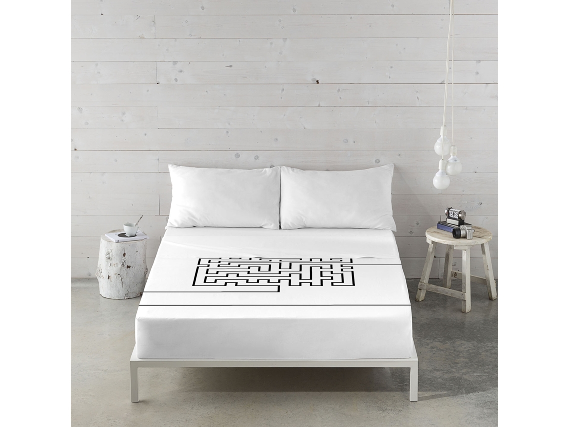 ICEHOME - Juego de Sábanas Estampadas 2 Piezas Cama 90 - Algodón - LABERINTH