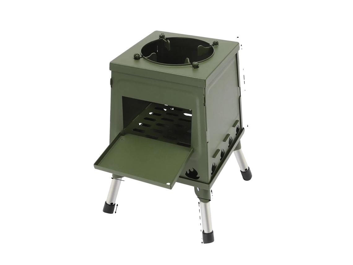 Estufa portátil, diseño compacto, combustible ecológico, color verde oscuro (OEM)