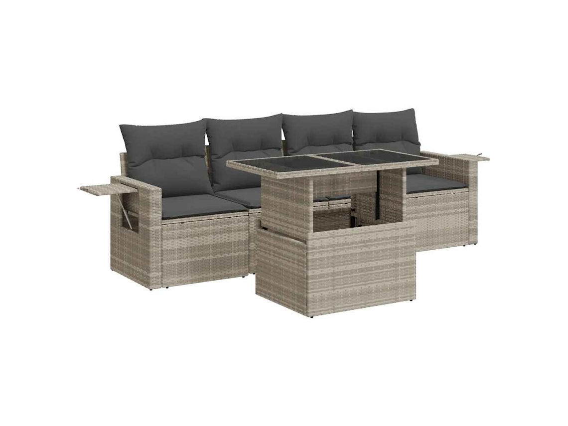 Maison Exclusive - Set De Sofás Jardín Y Cojines 5 Pzas Ratán Sintético Gris Claro
