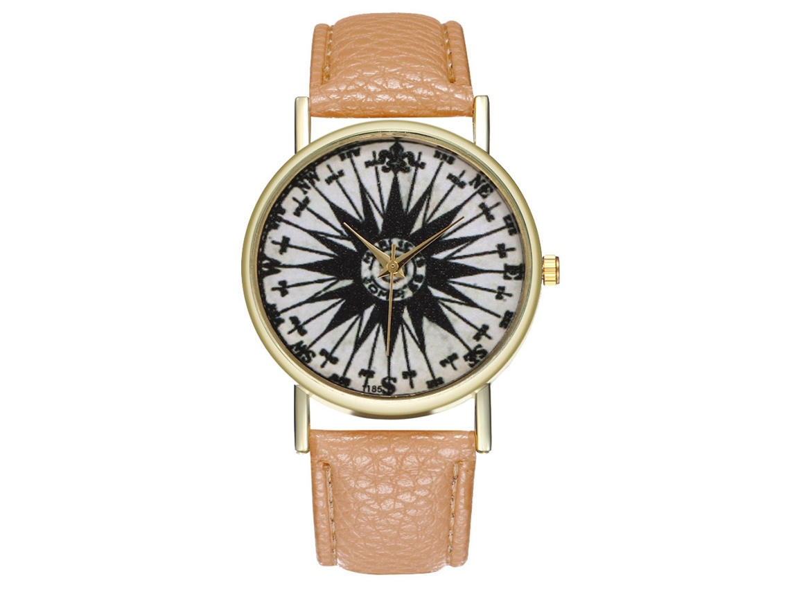 Reloj De Pulsera Para Hombre Zhoulianfa, Ilustración Estampada, Esfera Redonda, Movimiento De Cuarzo Analógico, Color Beige.