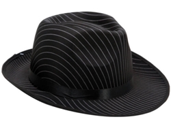 Sombrero DISFRAZZES De Gánster Con Rayas Blancas (Talla: Talla Universal)
