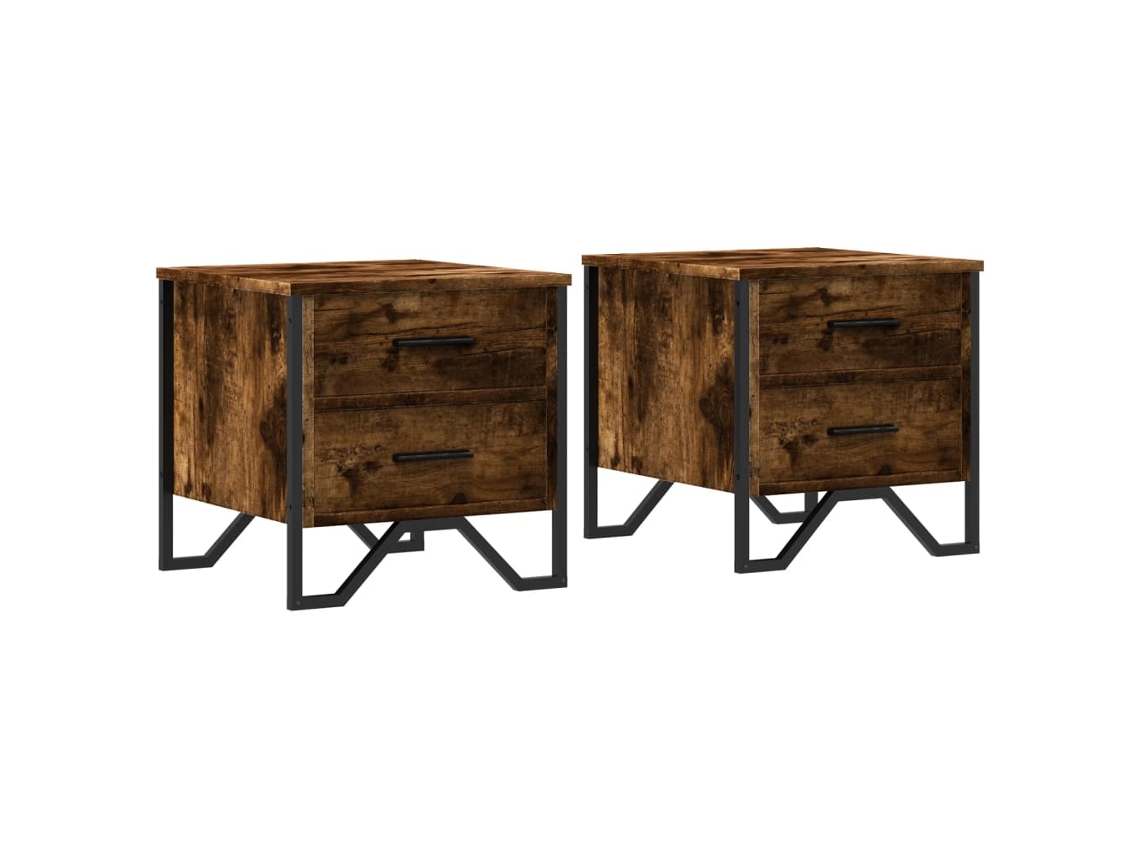 Maison Exclusive - Mesitas Noche 2 Uds Madera Ingeniería Roble Ahumado 40x41x40 Cm