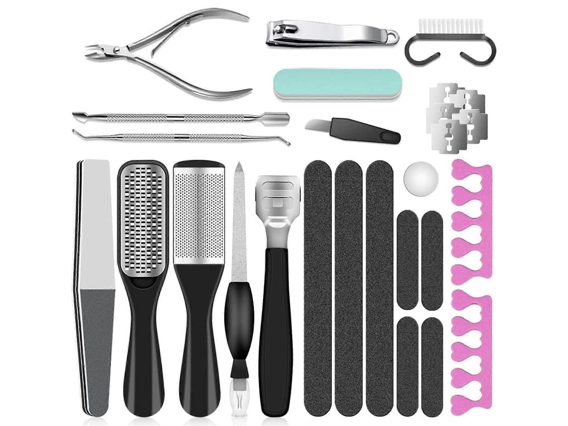 Kit de cuidados profissionais para os pés Rebe, 23 peças em aço inoxidável para unhas, calosidades e manicure, para homens e mulheres.