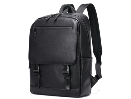 Mochila para ordenador portátil Mochila de cuero genuino para hombre Mochila impermeable para viajes de ocio-6520 negro