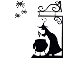 Silueta De Bruja De Metal – Bruja De Hierro Voladora, Figura Rústica De Metal Encantadora Pieza De Adorno Para Cocina,