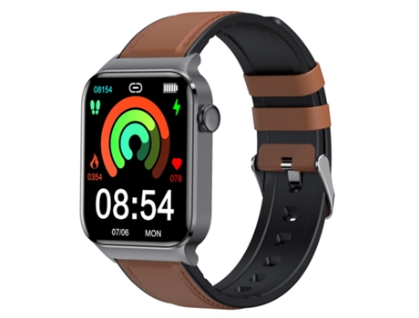 Smartwatch T50 1.85 '' Correa de cuero IP67 a prueba de agua Admite asistente de voz / monitoreo de salud (marrón)
