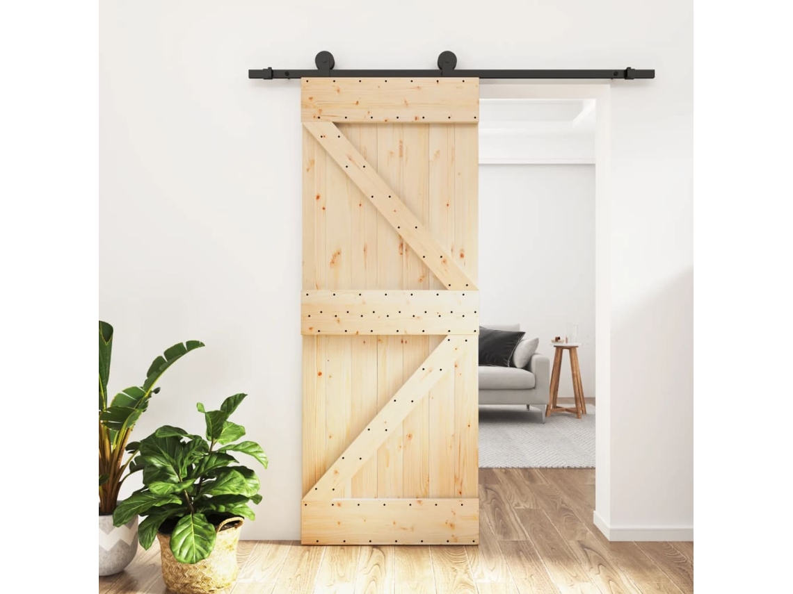 Puerta corredera con herrajes 70x210 cm madera maciza de pino LOVELY HOME