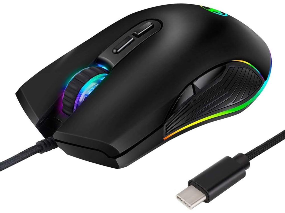 Ratón Ergonómico Para Juegos Con Cable Usb-c Y Rgb