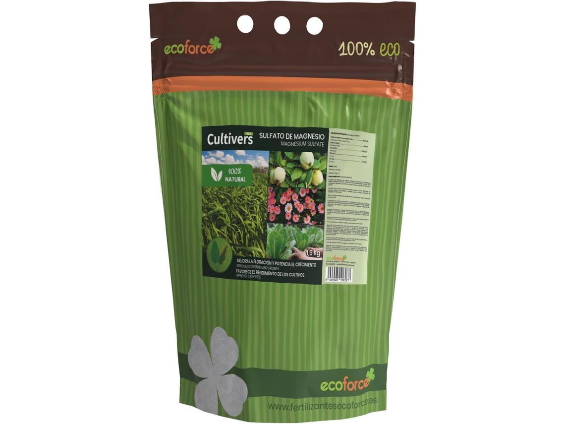 CULTIVERS Sulfato de Magnesio 1,5 kg Abono Universal ecológico 100% Natural. Favorece el Crecimiento de Cultivos, Jardines y Plantas de Interior