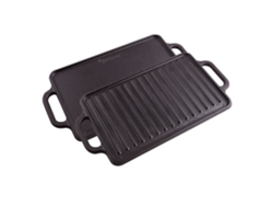 Plancha Cocina Hierro Fundido Esmaltado, Parrilla Reversible 33x21cm,  Sin Pfoa, Fuego Barbacoa Sin Ptfe Victoria 38793 Negro