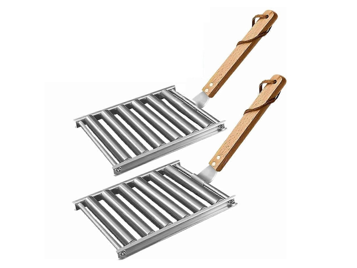 2 rodillos para asar salchichas con mangos de madera para asarlas uniformemente Rosewell