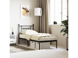 Estructura Cama Sin Colchón Con Cabecero Metal Negro 75x190 Cm