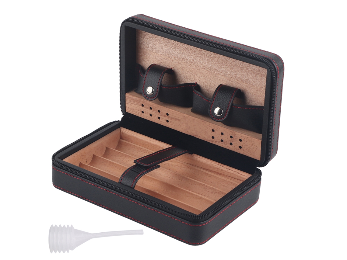 Humidor portátil de madera de cedro para conservar puros durante los viajes.