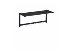 Relaxdays Bengaleiro De Parede Com Prateleira, 5 Ganchos, Moderno, Metal, Hbt 28 X 65 X 25 Cm, Preto