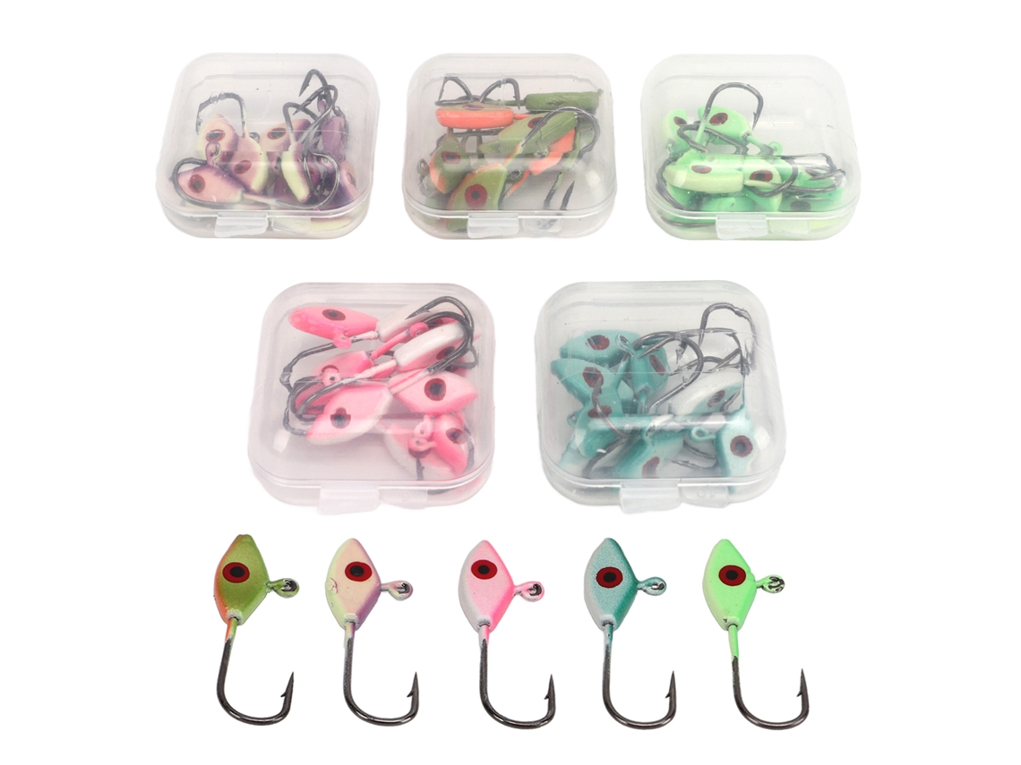 Kit De 50 Señuelos Para Pesca En Hielo Con Punta Afilada, Fabricados En Acero Al Carbono, Para Uso Invernal, Portátiles.